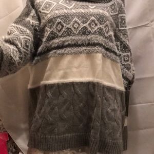 NWT Sz 3x gray white sweater turtleneck